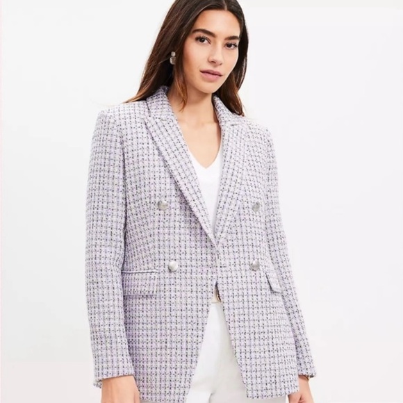 NWT LOFT Tweed Double Breasted Blazer & Shorts Set— both pieces, size 10! - Picture 3 of 7